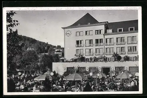 AK Oberschlema i. Erzgeb., Hotel mit Hotelgarten