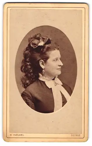 Fotografie E. Voelkel, Neisse, Ring 18, Portrait brünette Schönheit mit prachtvoller Frisur