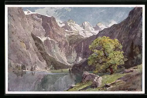 Künstler-AK Edward Harrison Compton: Bergpanorama am Obersee