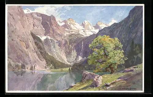 Künstler-AK Edward Harrison Compton: Bergpanorama am Obersee