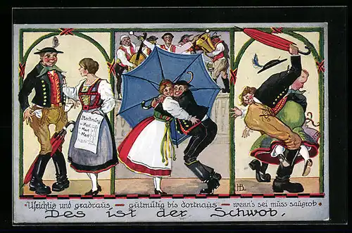 Künstler-AK Hans Boettcher: Des ist der Schwob, Aufrichtig und gradraus