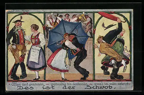 Künstler-AK Hans Boettcher: Des ist der Schwob, Aufrichtig und gradraus