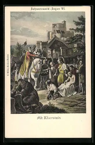 AK Schwarzwald-Sagen VI., Szene aus Alt Eberstein