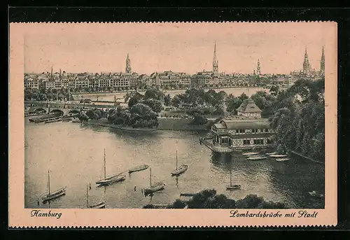 AK Hamburg-Neustadt, Stadt mit Lombardsbrücke