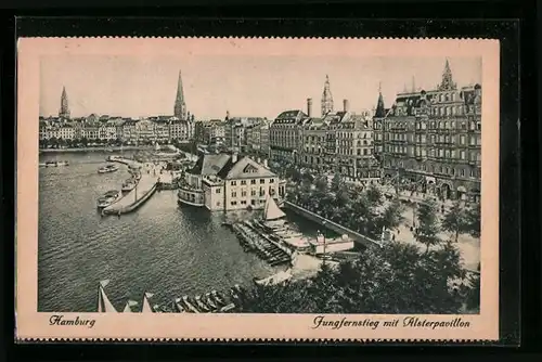 AK Hamburg-Neustadt, Jungfernstieg mit Alsterpavillon