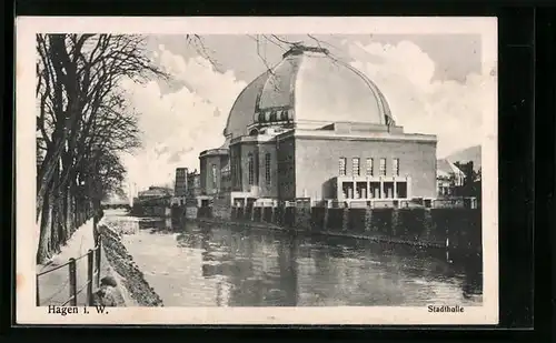AK Hagen i. W., Stadthalle, Wasserseite
