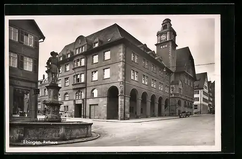 AK Ebingen, Strassenpartie am Rathaus