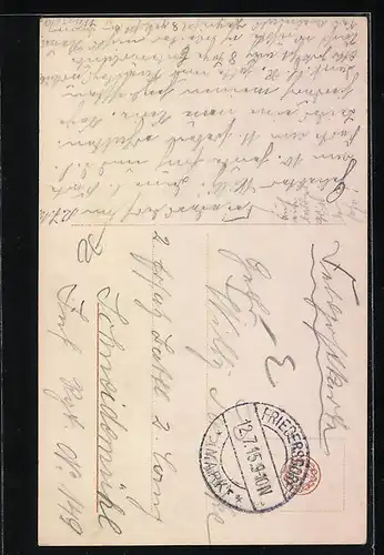 Foto-AK EAS: Verlassen, verlassen bin i!, Fräulein an einem Bildstock