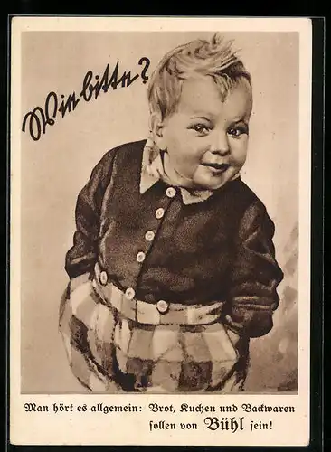 AK Keckes Kleinkind in karierter Hose, Kekse für die backwaren von Bühl