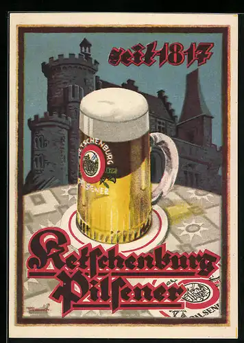 AK Brauerei-Werbung für das Ketschenburger Pilsner, seit 1817