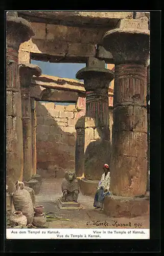 Künstler-AK Karnak, View in the temple of Karnak