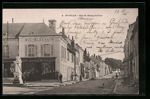 AK Ecueillé, Rue du Champ-de-Foire