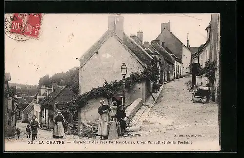 AK La Chatre, Carrefour des rues Pont-aux-Laies, Croix Pinault et de la Fontaine