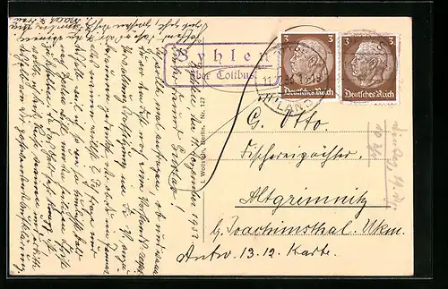 AK Landpoststempel Byhlen über Cottbus