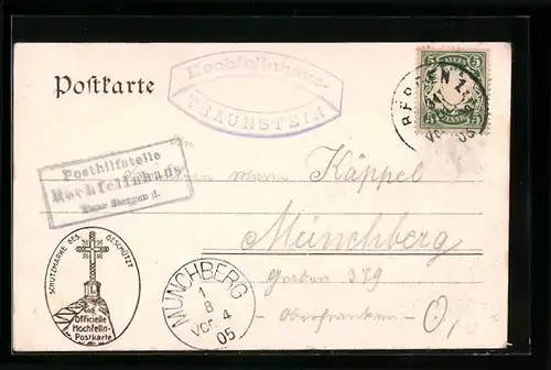 AK Landpoststempel Hochfellnhaus Taxe Bergen