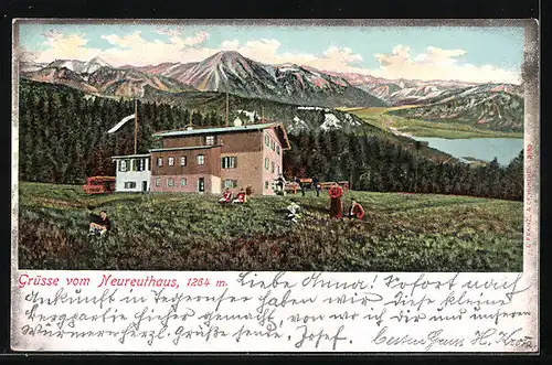 AK Landpoststempel Neurent Taxe Tegernsee