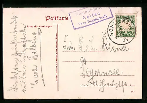 AK Landpoststempel Geitau Taxe Bayrischzell
