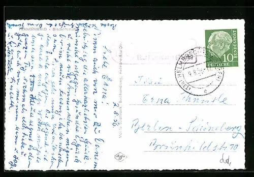 AK Landpoststempel Ort über Helmbrechts