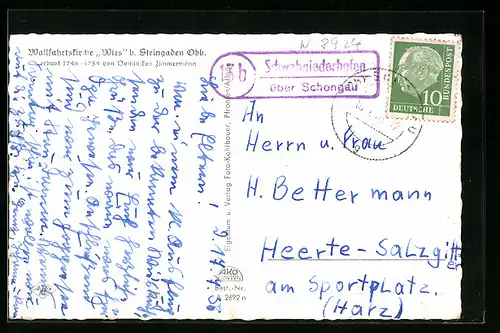 AK Landpoststempel Schwabniederhofen über Schongau