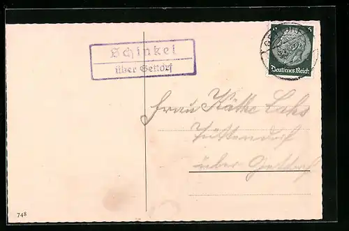 AK Landpoststempel Schinkel über Gettorf
