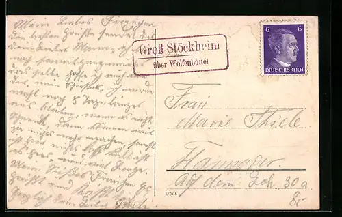 AK Landpoststempel Gross Stöckheim über Wolfenbüttel