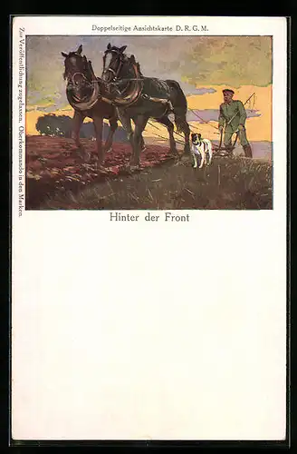 AK Schützengraben, Hinter der Front, Doppelseitige Ansichtskarte