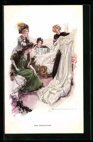 Künstler-AK Harrison Fisher: The Trousseau, Damen mit Kleidern