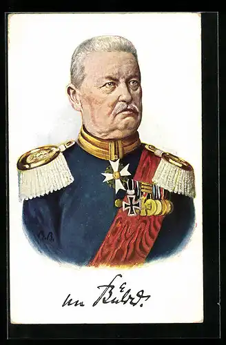 Künstler-AK Bildnis General von Bülow in Uniform mit Orden