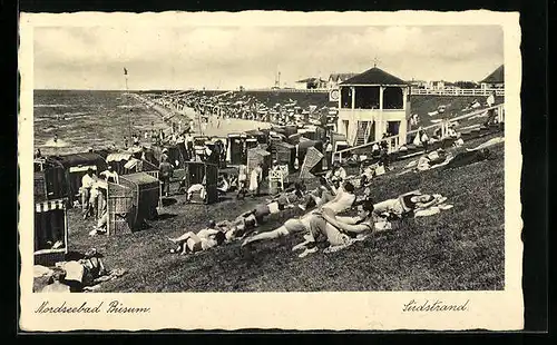 AK Büsum / Nordseebad, Badegäste am Südstrand