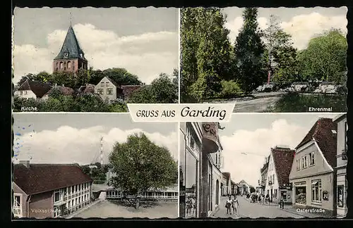 AK Garding, Kirche, Volksschule, Osterstrasse