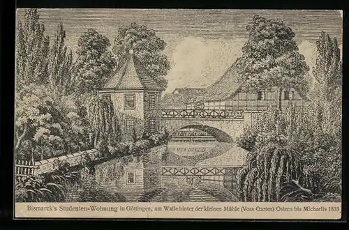 AK Göttingen, Bismarck's Studentenwohnung mit kleiner Mühle