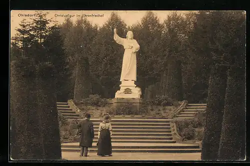 AK Hamburg, Ohlsdorfer Friedhof, Christusfigur