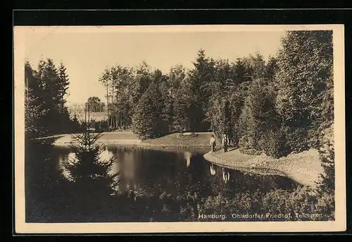 AK Hamburg, Ohlsdorfer Friedhof, Teich