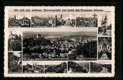 AK Gössweinstein / Fränkische Schweiz, Kirche & Burg, Schloss, Gesamtansicht