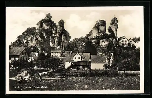 AK Tüchersfeld / Fränk. Schweiz, Teilansicht mit Felsformation