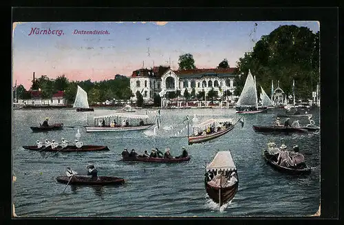 AK Nürnberg, Ruderer auf dem Dutzendteich