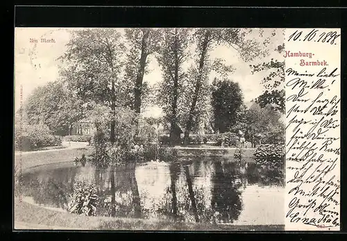 AK Hamburg-Barmbek, Teichpartie am Markt