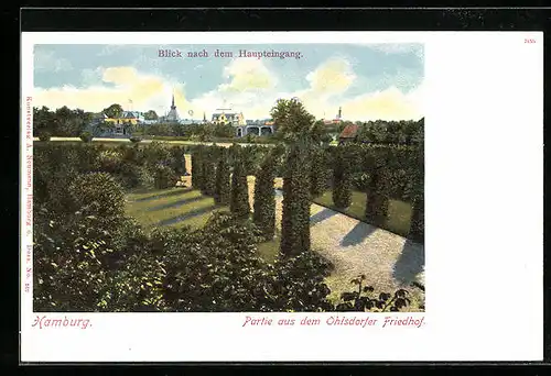 AK Hamburg, Ohlsdorfer Friedhof, Blick nach dem Haupteingang