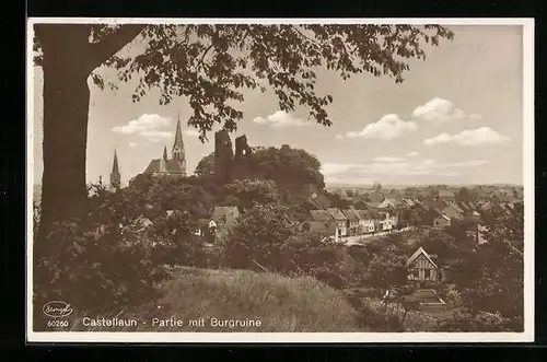 AK Castellaun, Partie mit Burgruine