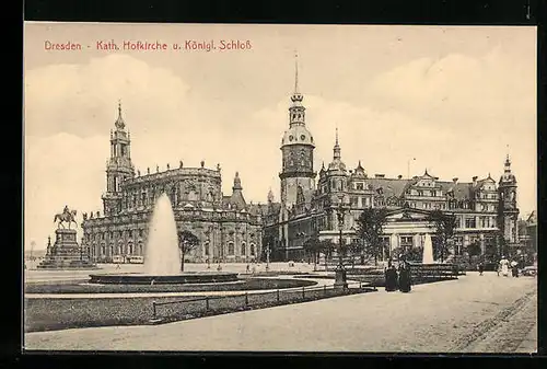 AK Dresden, Kath. Hofkirche und Königl. Schloss