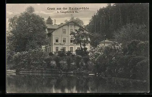 AK Langebrück i. Sa., Gruss aus dem Gasthaus Zur Haidemühle