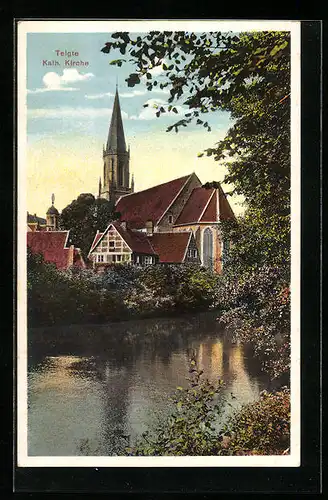 AK Telgte, Flusspartie mit kath. Kirche