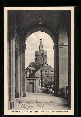 AK Weinheim a. d. B., Blick auf den Storchenturm
