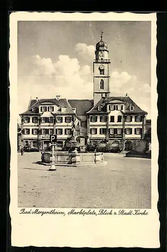 AK Bad Mergentheim, Marktplatz, Blick z. Stadt-Kirche