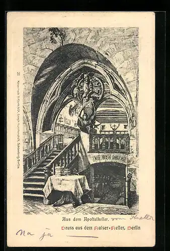 Künstler-AK Berlin, Gasthaus Kaiser-Keller, Apostelkeller