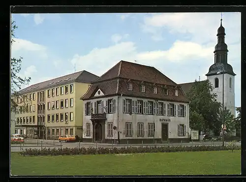 AK Lampertheim i. Hessen, Kirche, altes und neues Stadthaus