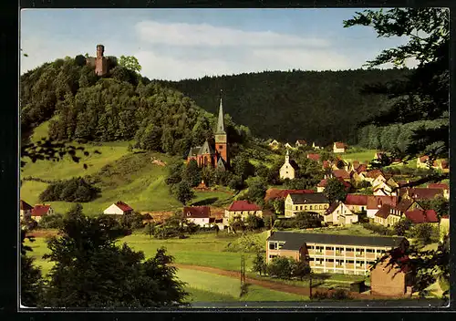 AK Kaiserslautern-Hohenecken, Ortsansicht mit Kirche