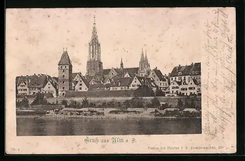 AK Ulm a. d. D., Ortsansicht mit Pferdekarren