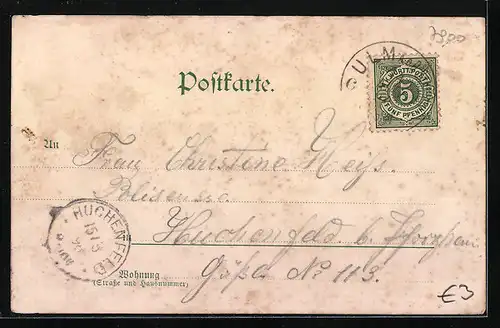 AK Ulm a. d. D., Ortsansicht mit Pferdekarren