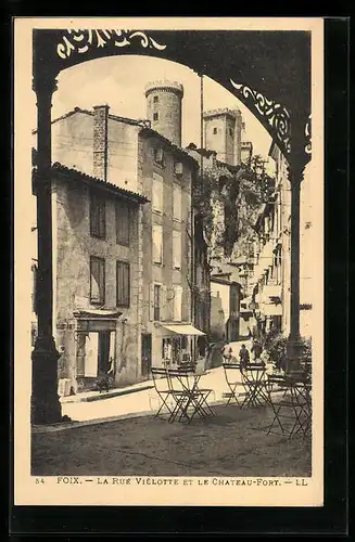 AK Foix, la Rue Villotte et le Chateau-Fort